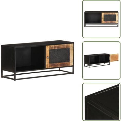 The Living Store Mobile Porta TV 90x30x40 cm in Legno di Mango Grezzo - Mobile TV industriale