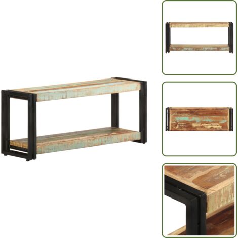 The Living Store Mobile Porta TV 90x30x40 cm in Legno Massello di Recupero - Mobile in legno massello