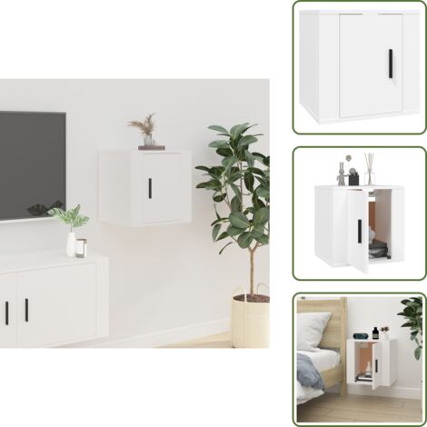 The Living Store Mobile Porta TV a Parete Bianco 40x34,5x40 cm - Mobile TV