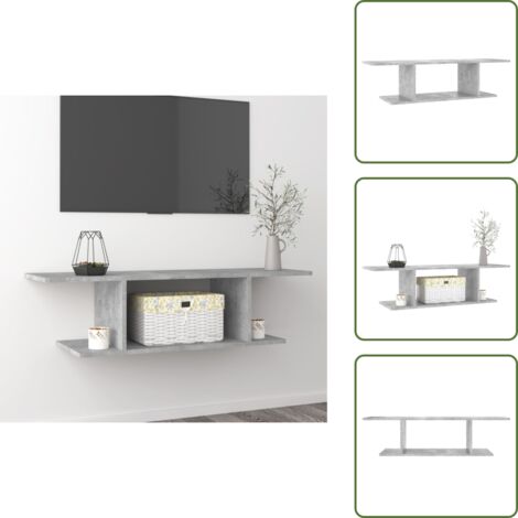 The Living Store Mobile Porta TV a Parete Grigio Cemento 103x30x26,5 cm - TV a parete