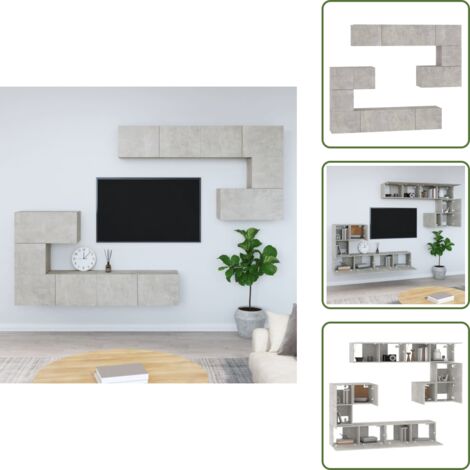 The Living Store Mobile Porta TV a Parete Grigio Cemento in Legno Multistrato - Mobile TV