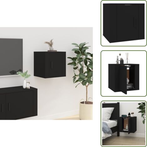 The Living Store Mobile Porta TV a Parete Nero 40x34,5x40 cm - Mobile TV