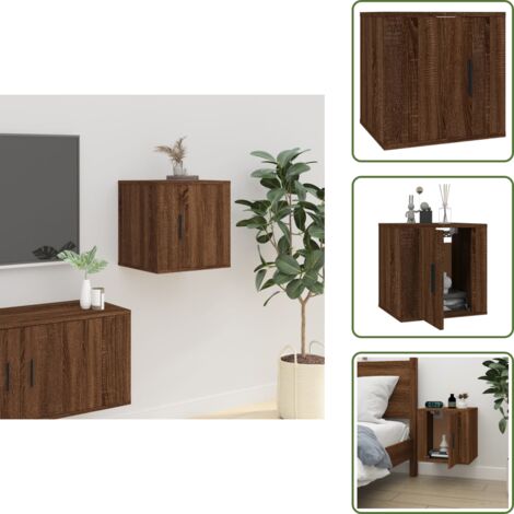 The Living Store Mobile Porta TV a Parete Rovere Marrone 40x34,5x40 cm - Mobile TV
