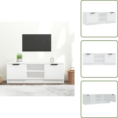 The Living Store Mobile Porta TV Bianco 102x35x36,5 cm in Legno Multistrato - Mobile TV Bianco