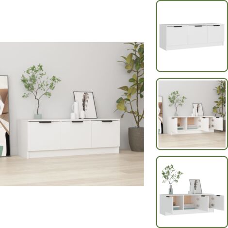 The Living Store Mobile Porta TV Bianco 102x35x36,5 cm in Legno Multistrato - Mobile TV in legno