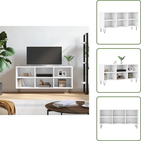 The Living Store Mobile Porta TV Bianco 103,5x30x50 cm in Legno Multistrato - Mobile TV in legno