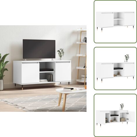 The Living Store Mobile Porta TV Bianco 104x35x50 cm in Legno Multistrato - Mobile TV in legno