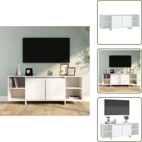 The Living Store Mobile Porta TV Bianco 130x35x50 cm in Truciolato - Armadio stereo