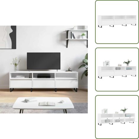 The Living Store Mobile Porta TV Bianco 150x30x44,5 cm in Legno Multistrato - Mobile TV in legno