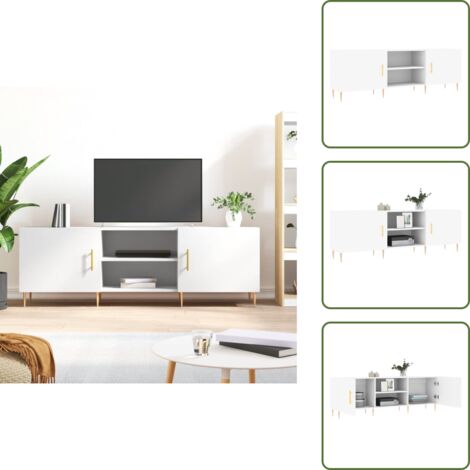 The Living Store Mobile Porta TV Bianco 150x30x50 cm in Legno Multistrato - TV Stand