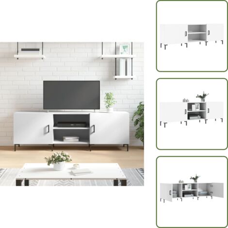 The Living Store Mobile Porta TV Bianco 150x30x50 cm in Legno Multistrato - TV Stand