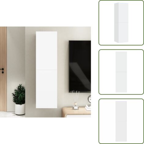 The Living Store Mobile Porta TV Bianco 30,5x30x110 cm in Legno Multistrato - Mobile tv
