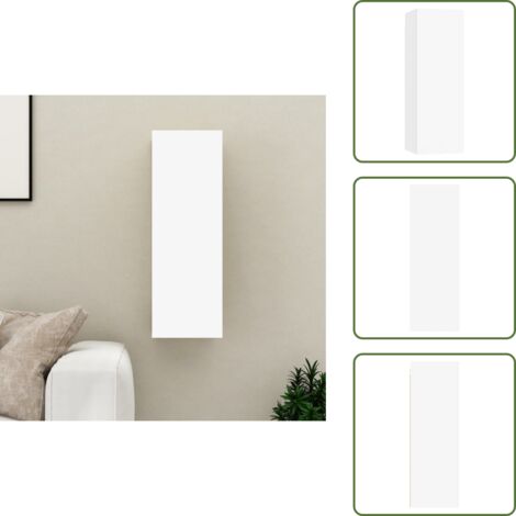 The Living Store Mobile Porta TV Bianco 30,5x30x90 cm in Legno Multistrato - Mobile TV