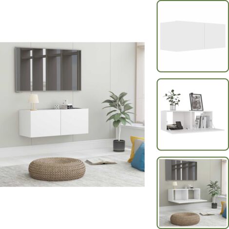 The Living Store Mobile Porta TV Bianco 80x30x30 cm in Legno Multistrato - Armadietto TV