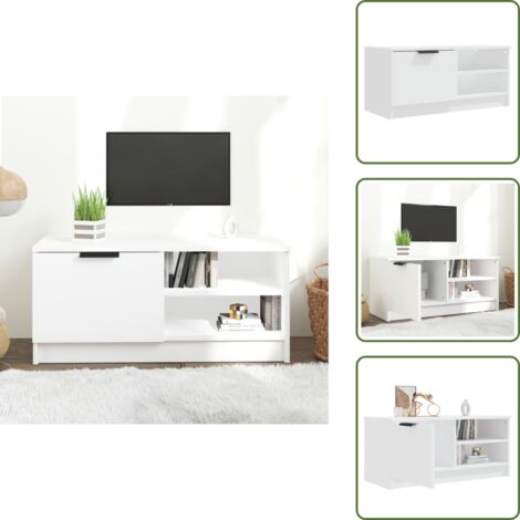 The Living Store Mobile Porta TV Bianco 80x35x36,5 cm in Legno Multistrato - Mobile per TV