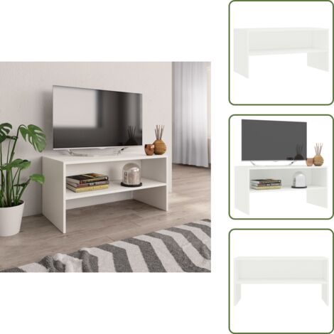 The Living Store Mobile Porta TV Bianco 80x40x40 cm in Legno Multistrato - Mobile TV in legno multistrato