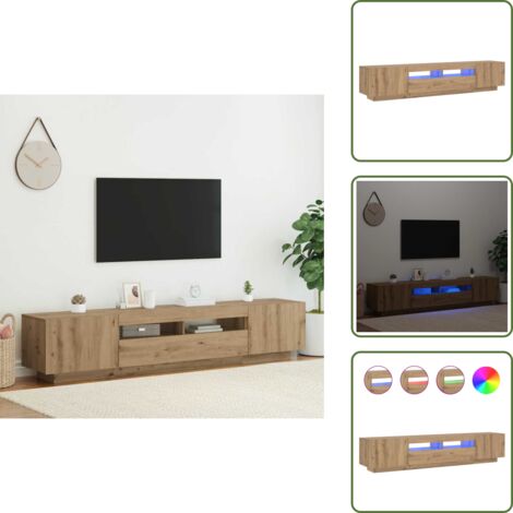 The Living Store Mobile Porta TV con LED Artigianale 200x35x40 cm Multistrato - Armadio TV