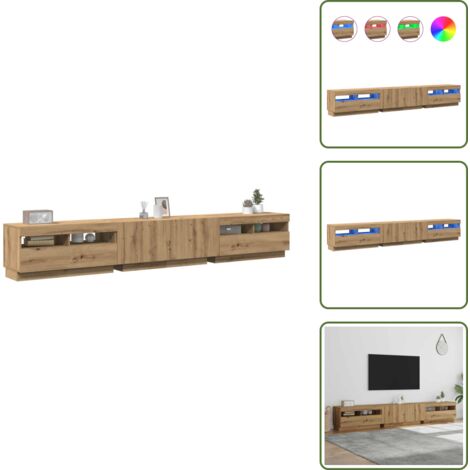 The Living Store Mobile Porta TV con LED Artigianale 260x35x40 cm Multistrato - Armadio TV