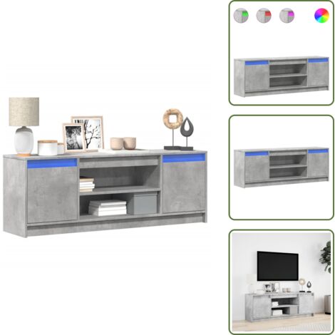 The Living Store Mobile Porta TV con LED Grigio Cemento 139,5x34x50cm Truciolato - TV stand con luci RGB