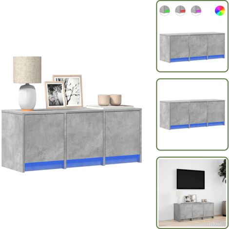 The Living Store Mobile Porta TV con LED Grigio Cemento 97x34x40 cm Truciolato - TV supporto con luci RGB