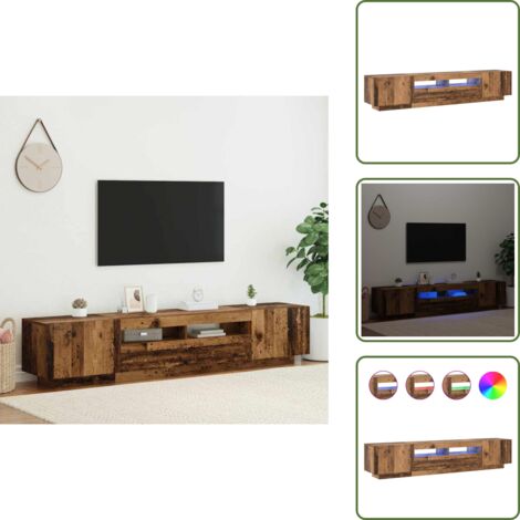 The Living Store Mobile Porta TV con LED Legno Antico 200x35x40 cm Truciolato - Armadio TV