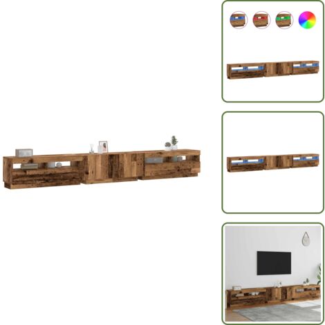 The Living Store Mobile Porta TV con LED Legno Antico 300x35x40 cm Truciolato - Armadio TV