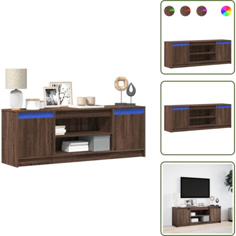 The Living Store Mobile Porta TV con LED Rovere Marrone 139,5x34x50cm Truciolato - TV Stand con Luci RGB