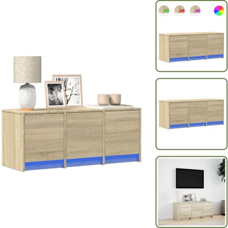 The Living Store Mobile Porta TV con LED Rovere Sonoma 97x34x40 cm in Truciolato - TV con luci RGB
