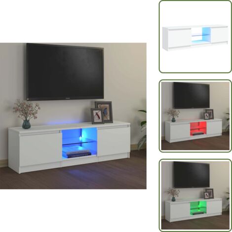 The Living Store Mobile Porta TV con Luci LED Bianco 120x30x36 cm - TV in casa