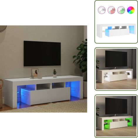 The Living Store Mobile Porta TV con Luci LED Bianco 140x36,5x40 cm - TV stand con luci RGB