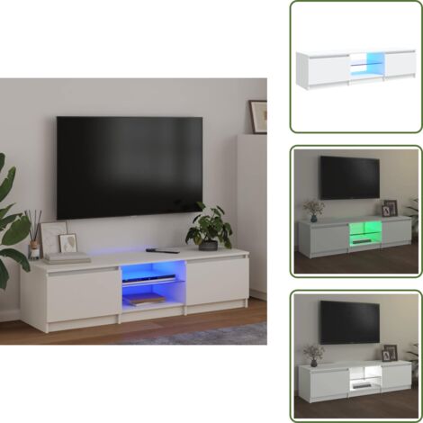 The Living Store Mobile Porta TV con Luci LED Bianco 140x40x36 cm - Illuminazione LED