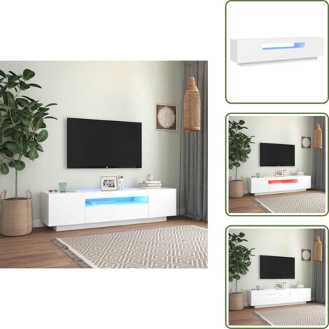 The Living Store Mobile Porta TV con Luci LED Bianco 160x35x40 cm - Illuminazione RGB