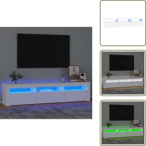 The Living Store Mobile Porta TV con Luci LED Bianco 180x35x40 cm - TV mobile