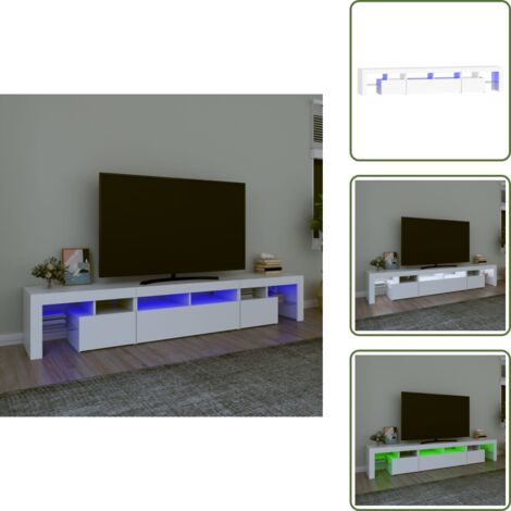 The Living Store Mobile Porta TV con Luci LED Bianco 230x36,5x40 cm - TV mobile con luci RGB