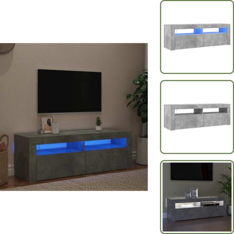 The Living Store Mobile Porta TV con Luci LED Grigio Cemento 120x35x40 cm - TV con luci RGB