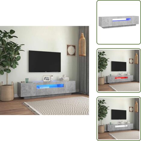 The Living Store Mobile Porta TV con Luci LED Grigio Cemento 160x35x40 cm - TV Stand con Luci RGB