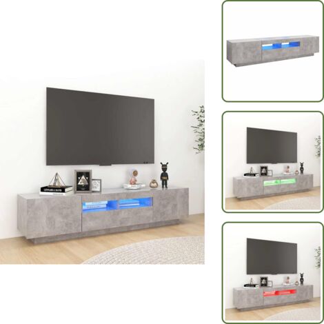 The Living Store Mobile Porta TV con Luci LED Grigio Cemento 180x35x40 cm - TV con luci RGB