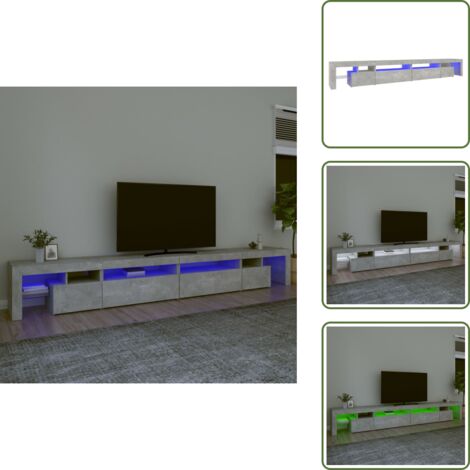 The Living Store Mobile Porta TV con Luci LED Grigio Cemento 290x36,5x40 cm - TV mobile