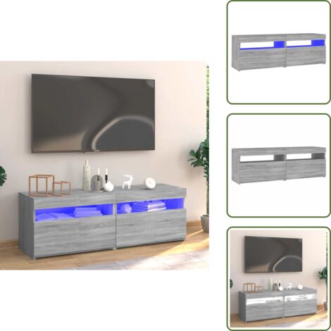 The Living Store Mobile Porta TV con Luci LED Grigio Sonoma 120x35x40 cmcm - TV stand con luci RGB