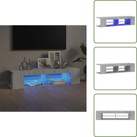 The Living Store Mobile Porta TV con Luci LED Grigio Sonoma 135x39x30 cm - Mobile TV con luci RGB