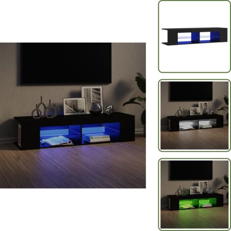 The Living Store Mobile Porta TV con Luci LED Nero 135x39x30 cm - Mobiletto TV