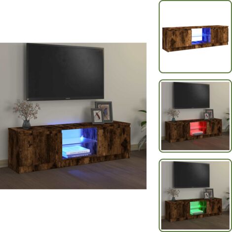 The Living Store Mobile Porta TV con Luci LED Rovere Fumo 120x30x36 cm - TV con luci RGB
