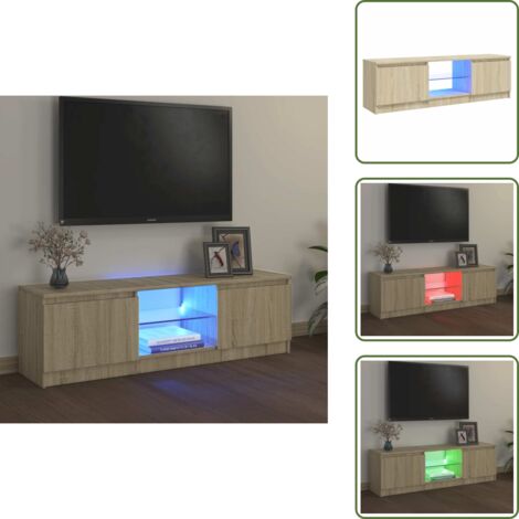 The Living Store Mobile Porta TV con Luci LED Rovere Sonoma 120x30x36 cm - Mobiletto TV