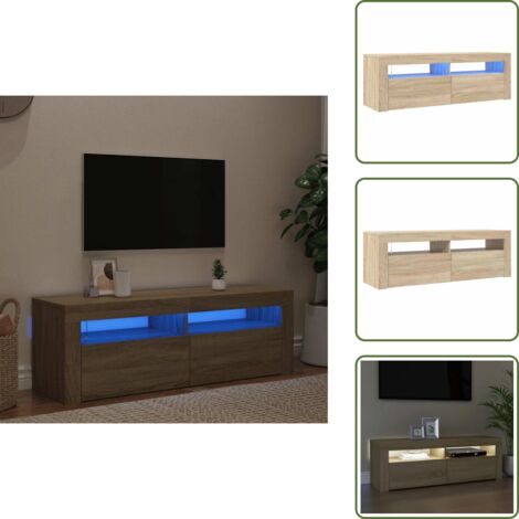 The Living Store Mobile Porta TV con Luci LED Rovere Sonoma 120x35x40 cm - TV con luci RGB