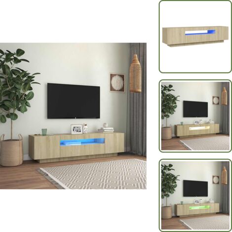 The Living Store Mobile Porta TV con Luci LED Rovere Sonoma 160x35x40 cm - TV con luci RGB