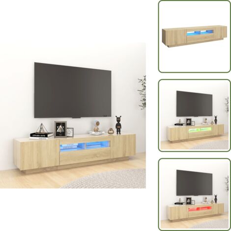 The Living Store Mobile Porta TV con Luci LED Rovere Sonoma 180x35x40 cm - TV con luci RGB