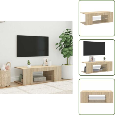 The Living Store Mobile Porta TV con Luci LED Rovere Sonoma 90x39x30 cm - Mobiletto TV