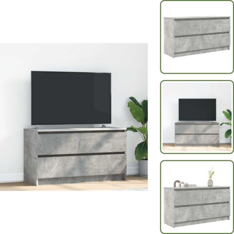 The Living Store Mobile Porta TV Grigio Cemento 100x35x54 cm Legno Multistrato - TV Stand