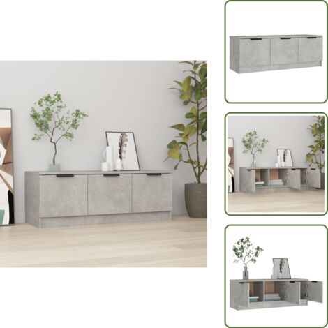 The Living Store Mobile Porta TV Grigio Cemento 102x35x36,5 cm Legno Multistrato - TV Stand