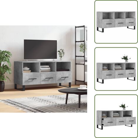 The Living Store Mobile Porta TV Grigio Cemento 102x36x50 cm Legno Multistrato - TV Stand